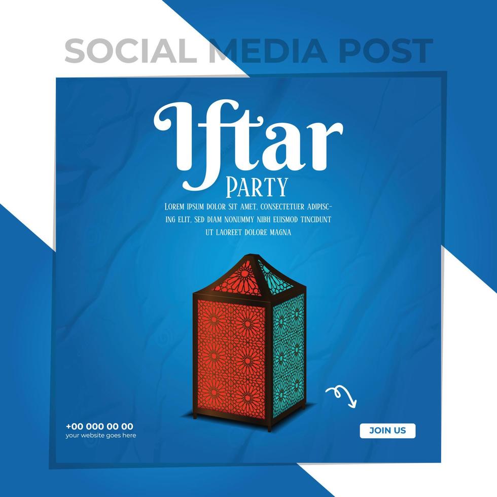 publicación en redes sociales de ramadán de la fiesta iftar vector