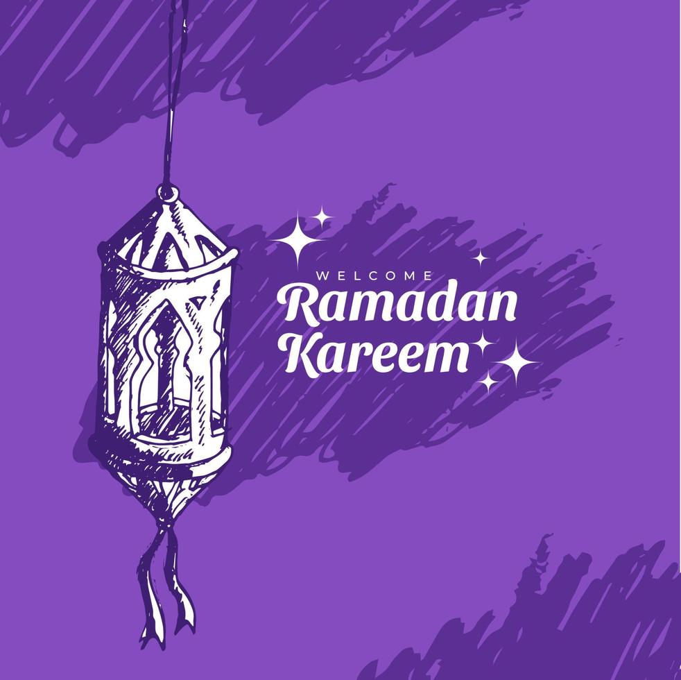 Hand drawn Sketch Ramadan Kareem Illustration vector