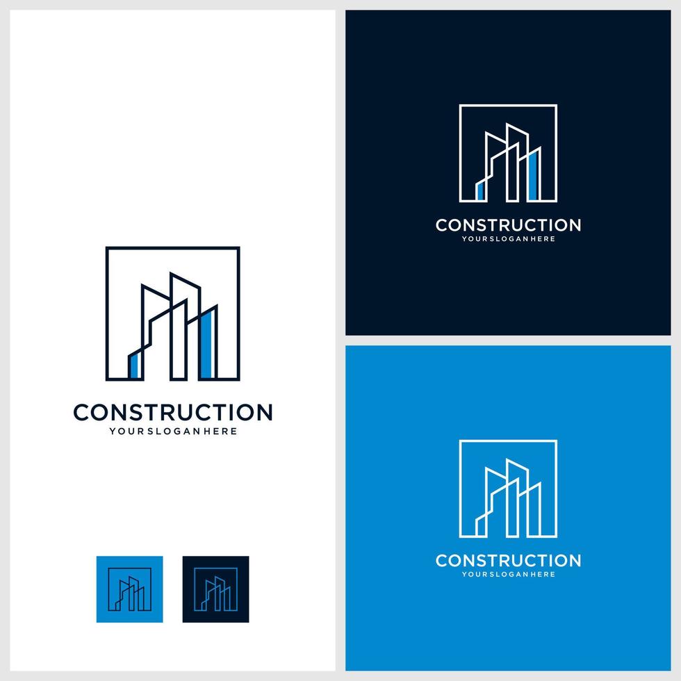 Modern construction logo design concept, architectural, building Premium Vector