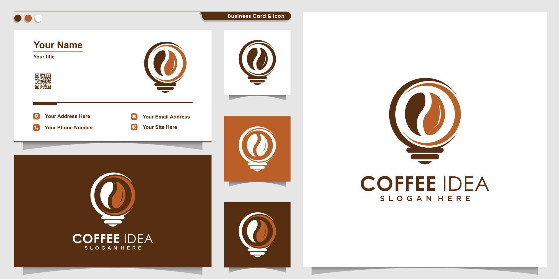 Coffee idea logo with modern abstract style and business card design template, cafe, barista, smart, Premium Vector