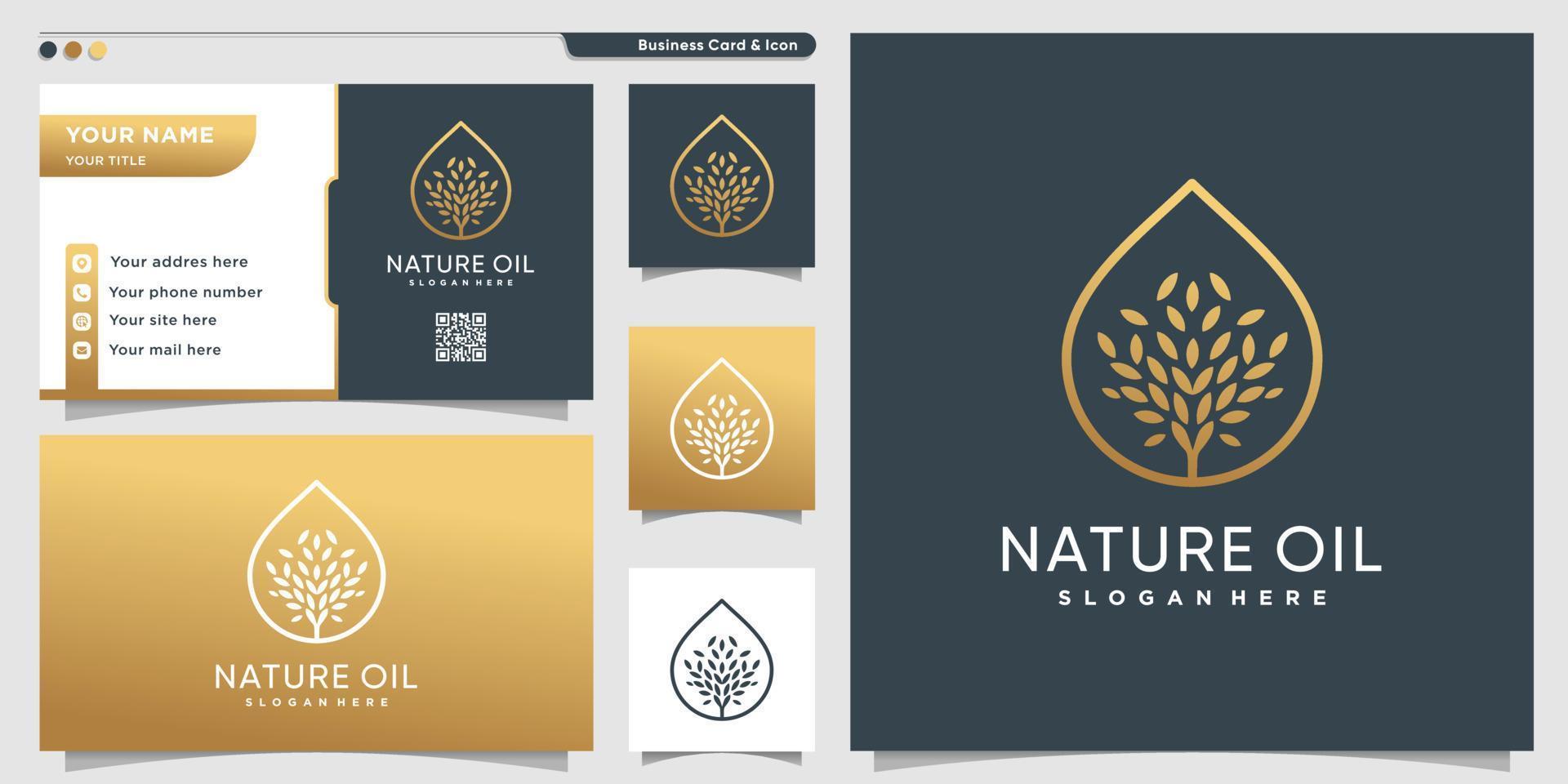 Tree logo with golden gradient modern tree style Premium Vector