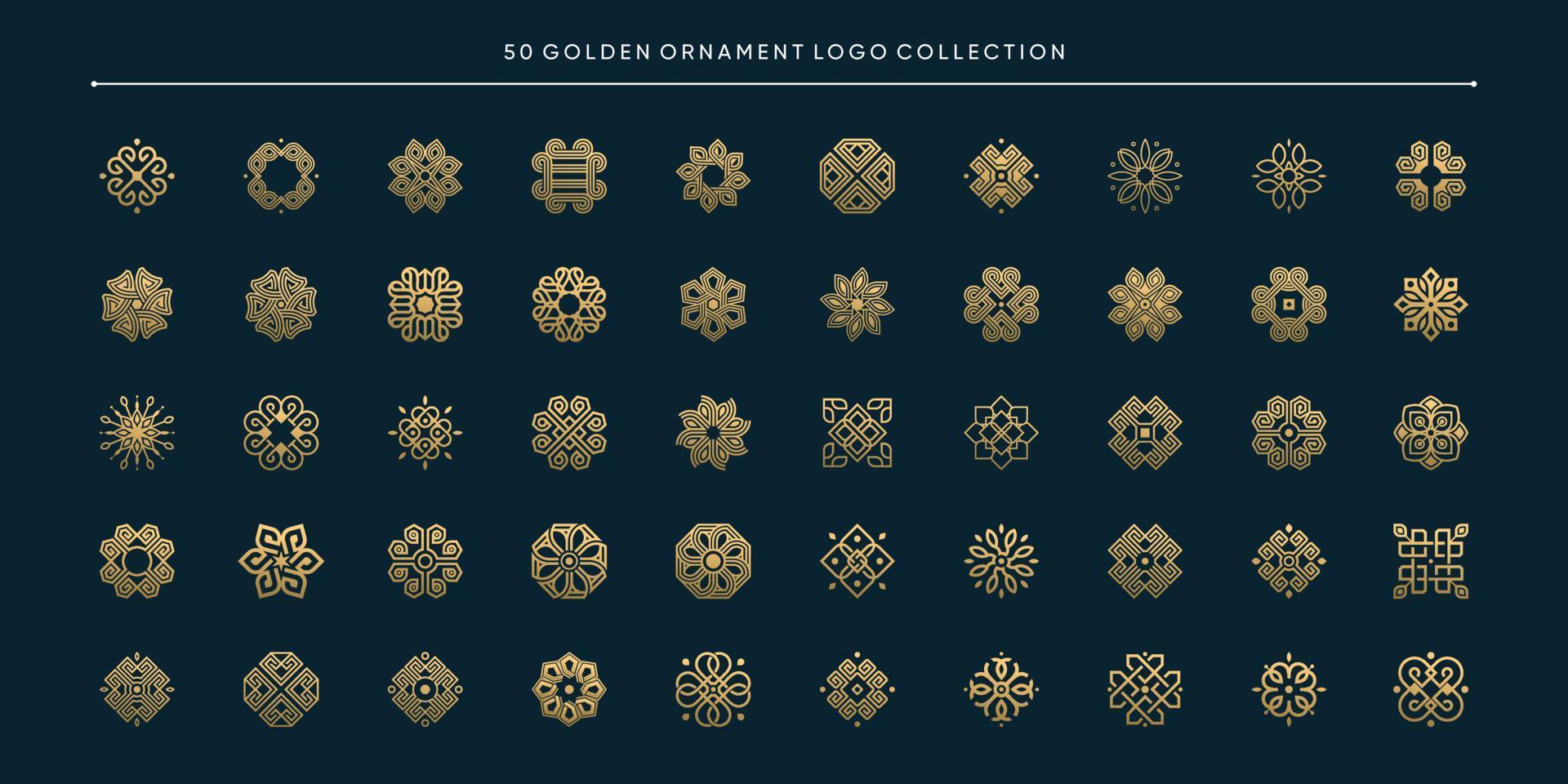 50 colección de logotipos de adornos dorados premium vector