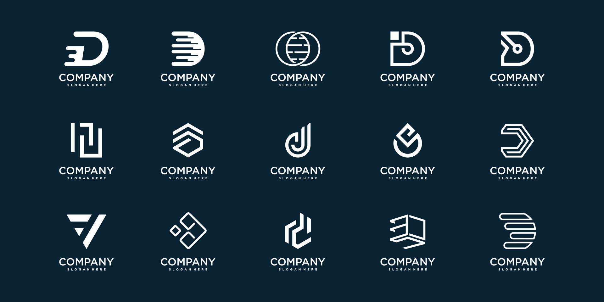 colección de logotipos de letras con d inicial, concepto moderno para vector premium de empresa