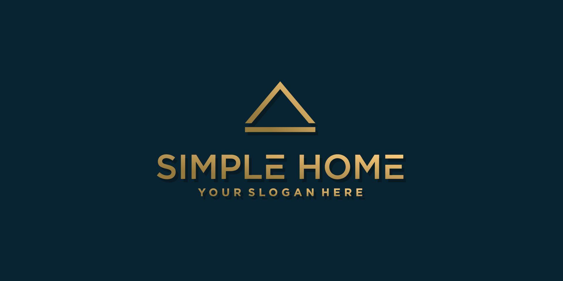 Simple house logo with golden modern minimalist concept Premium Vector