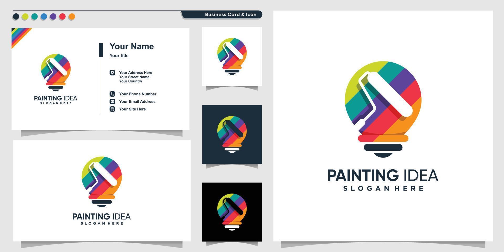 Painting logo with creative idea style and business card design template Premium Vector