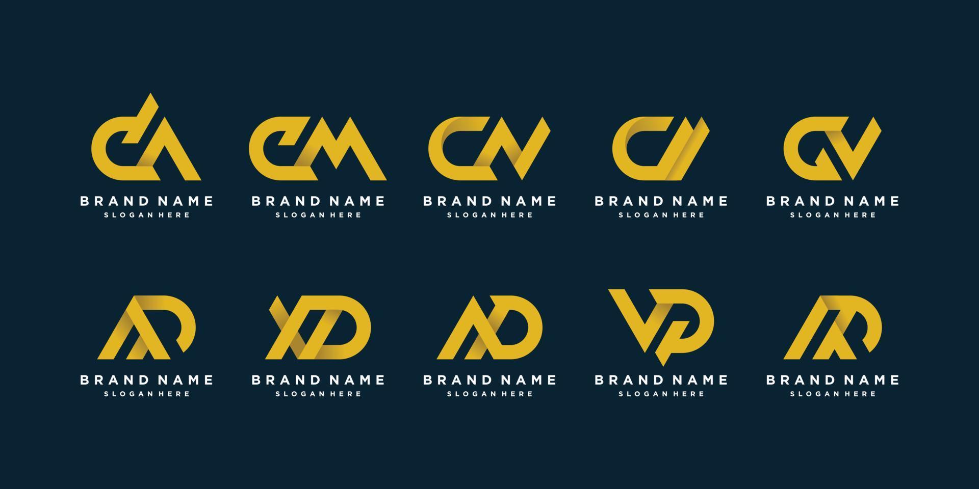 conjunto de colección de logotipos de letras en negrita con estilo moderno, empresa, fuerte, moderno, vector premium de letras
