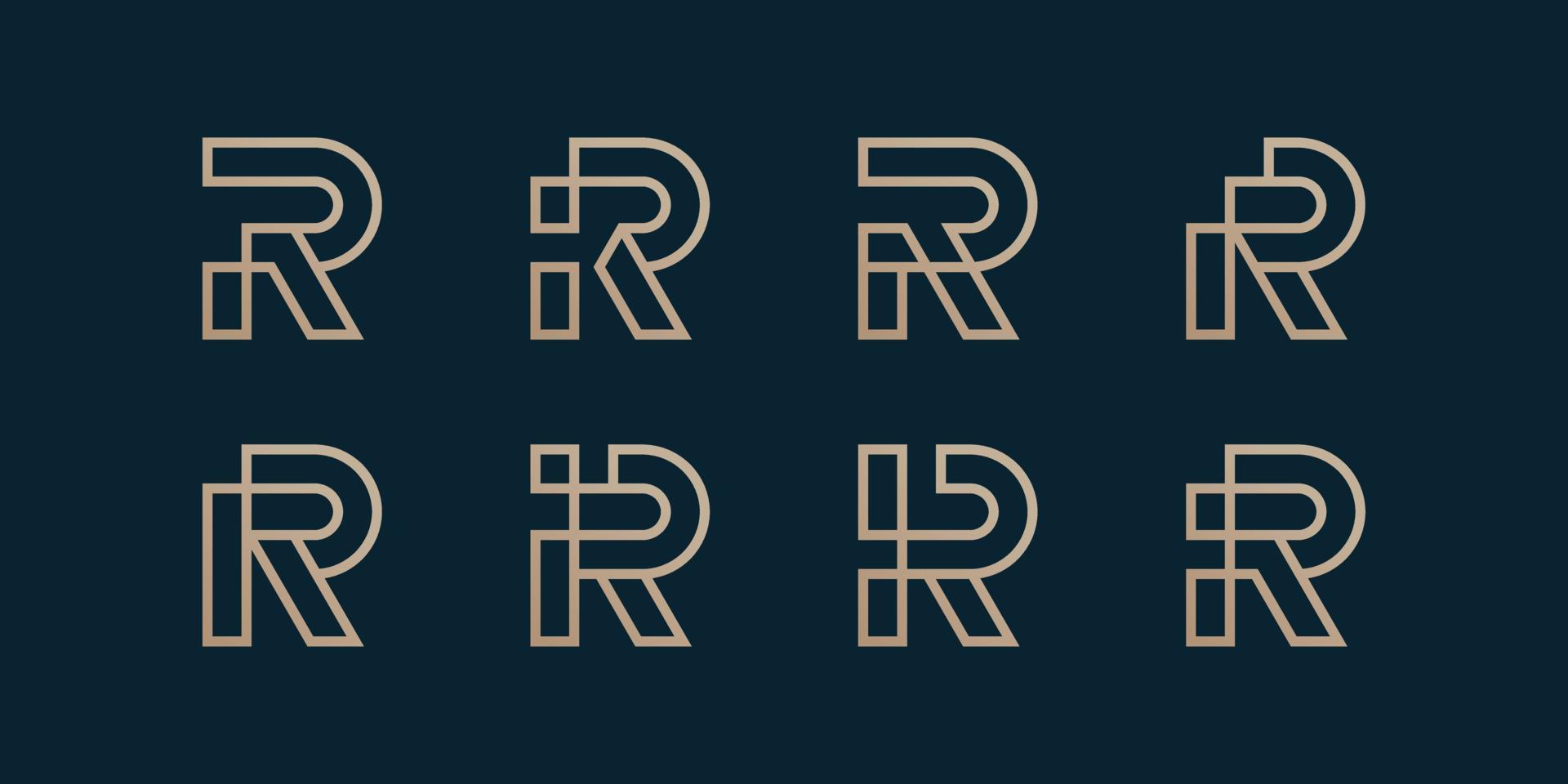 Set of letter logo collection with initial R line art concept, line art, company Premium Vector