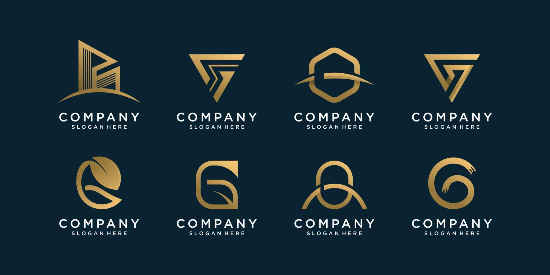 Set of logo collection with initial G, company, construction, nature, bridge, technology, Premium Vector
