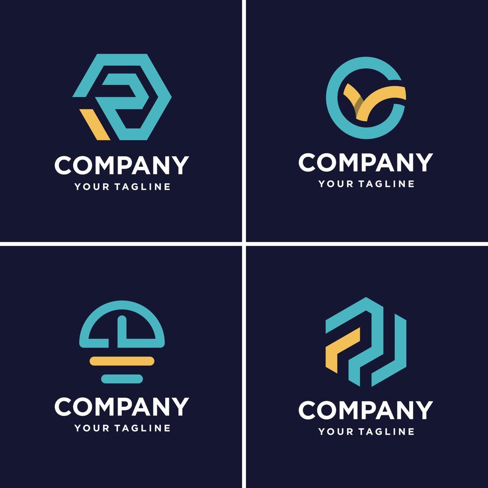 Cool abstract logo collection, shape, company, business, accounting, icon, unique, Premium Vector