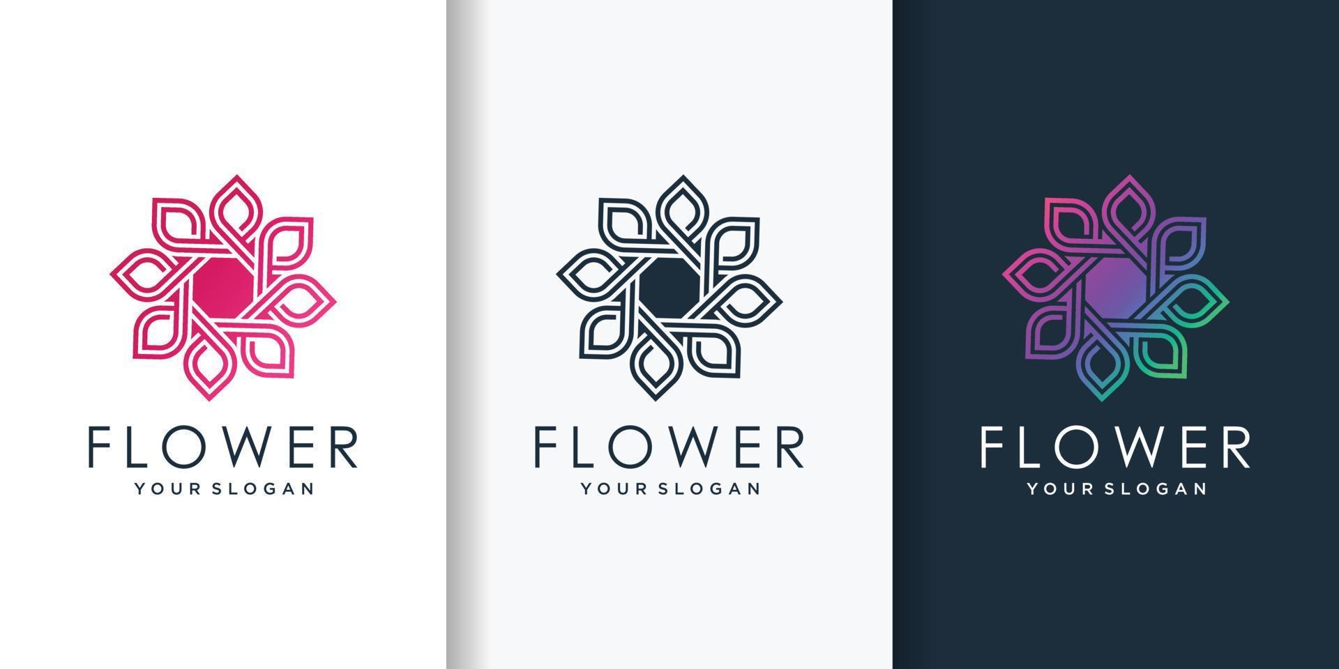 logotipo de flor con estilo degradado moderno de belleza, mujer, flor, spa, salud, vector premium