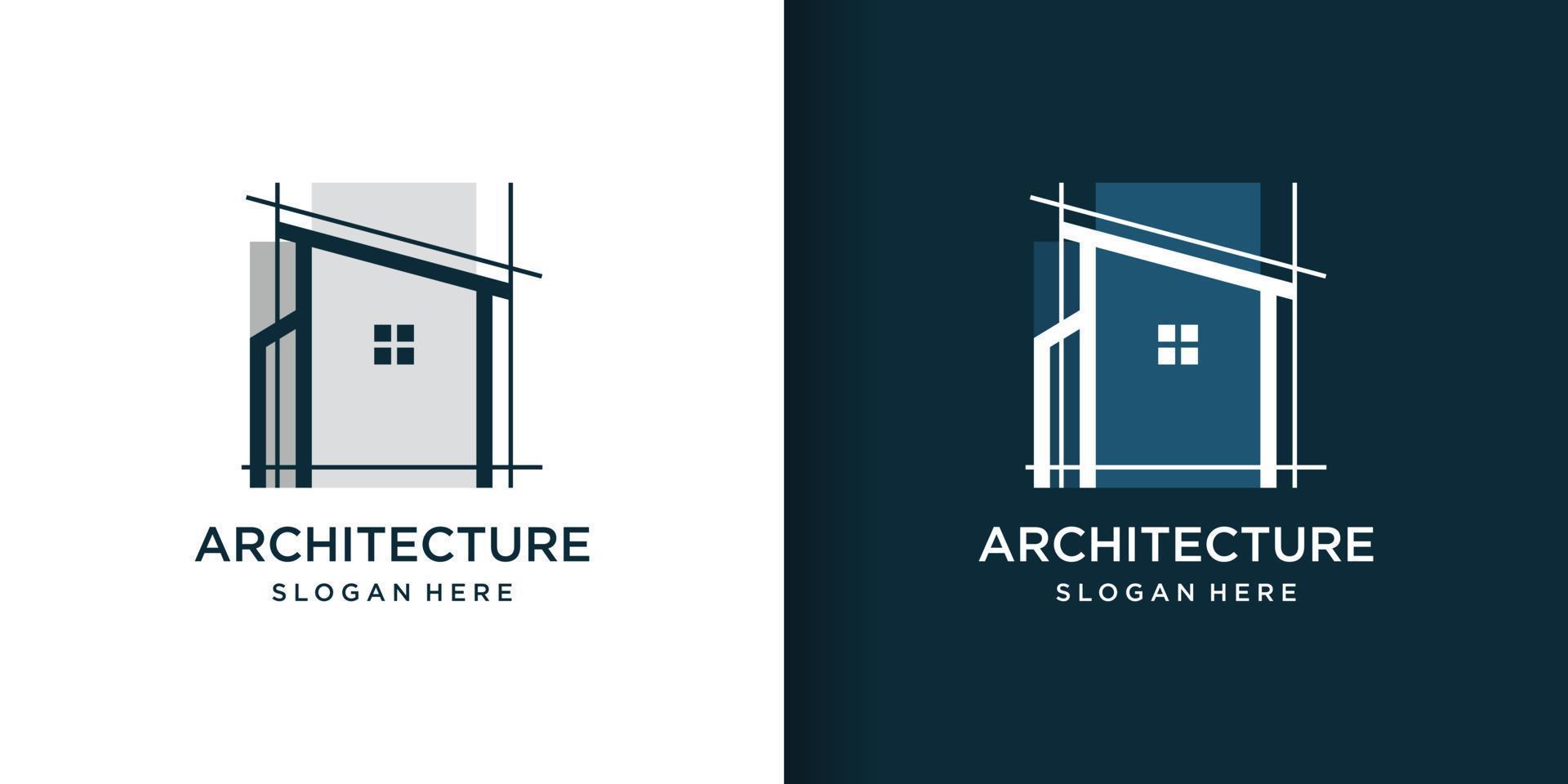 logotipo de arquitectura con estilo de arte de línea, edificio, único, vector premium