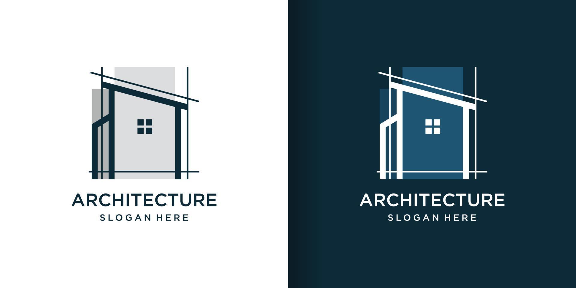 Architecture logo with line art style, building, unique, Premium Vector