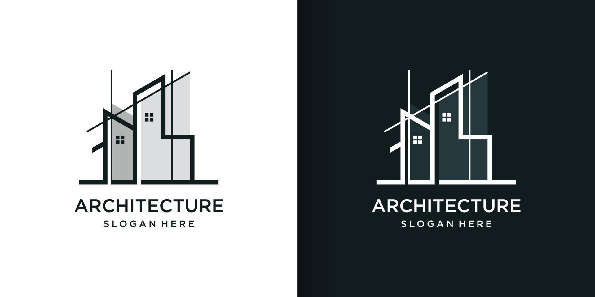 Architecture logo part 2 with line art style, building, unique, Premium Vector