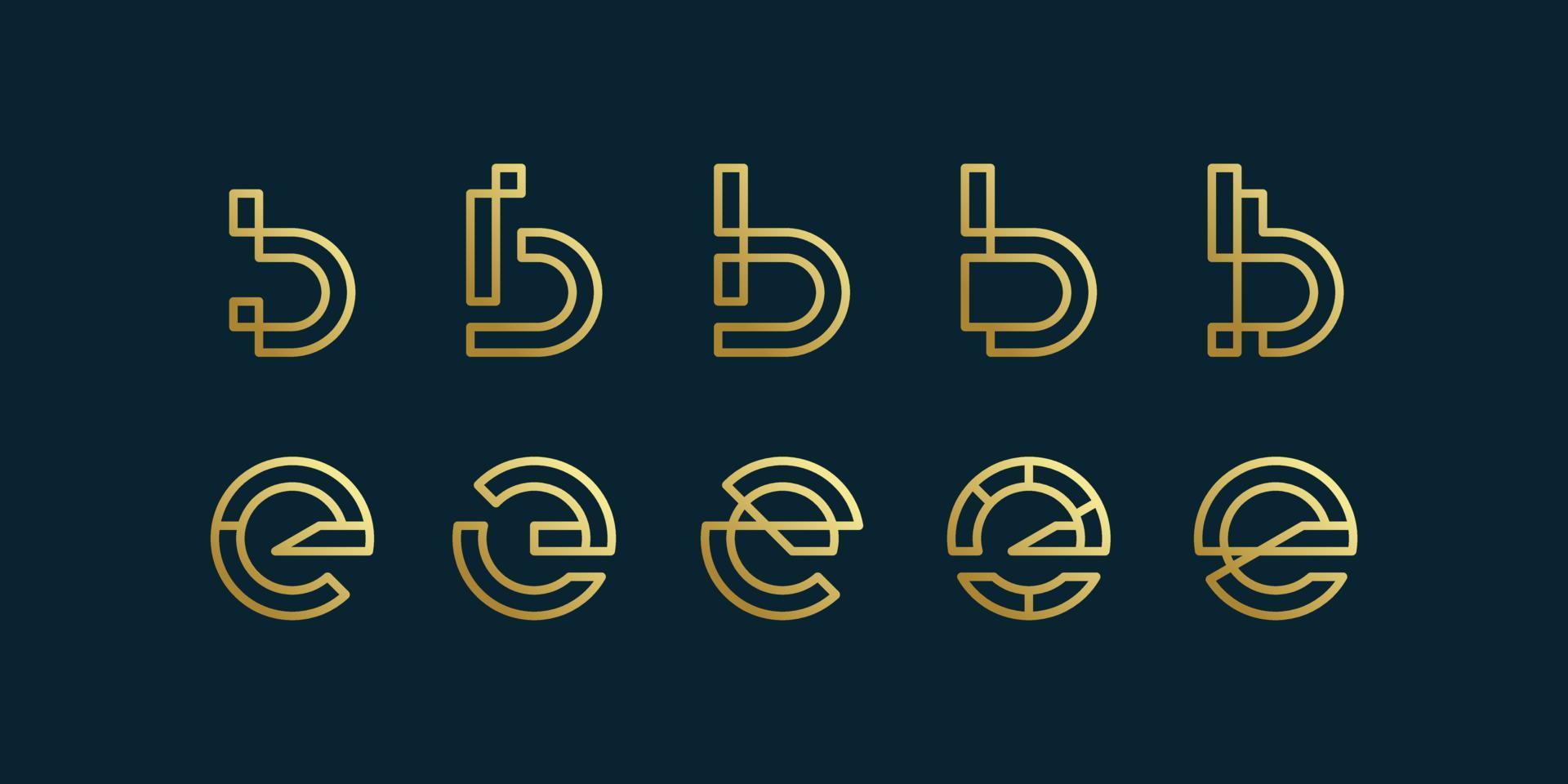 Set of letter logo collection with initial D and E minimalist line art style, company, brand, Premium Vector