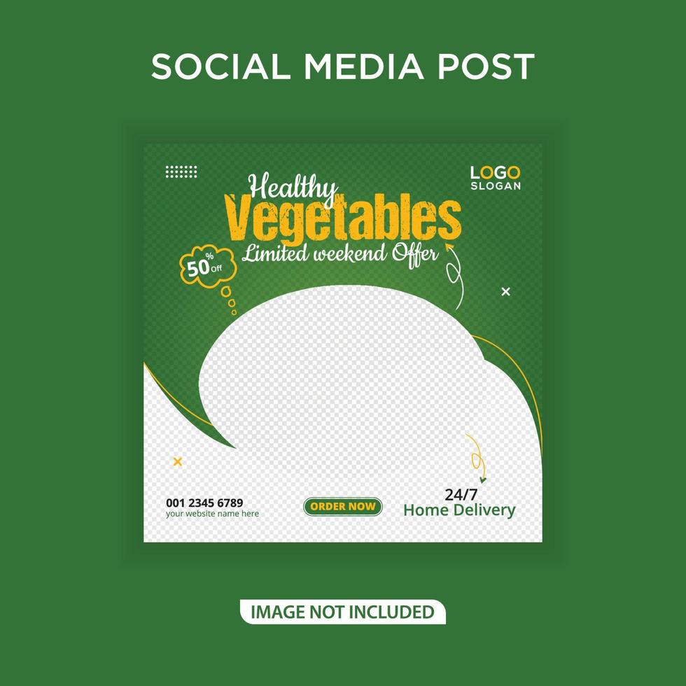 Healthy vegetables food banner and social media post vector