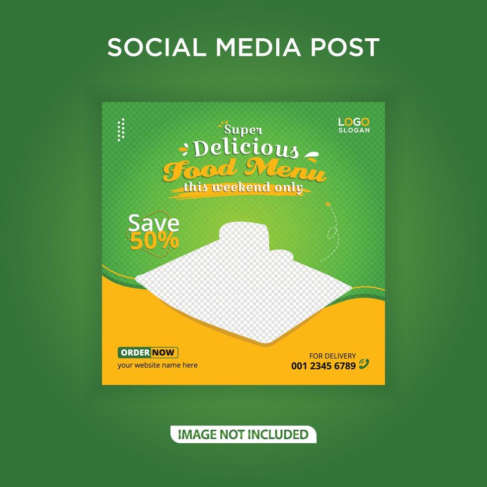 Delicious food menu banner and social media banner vector