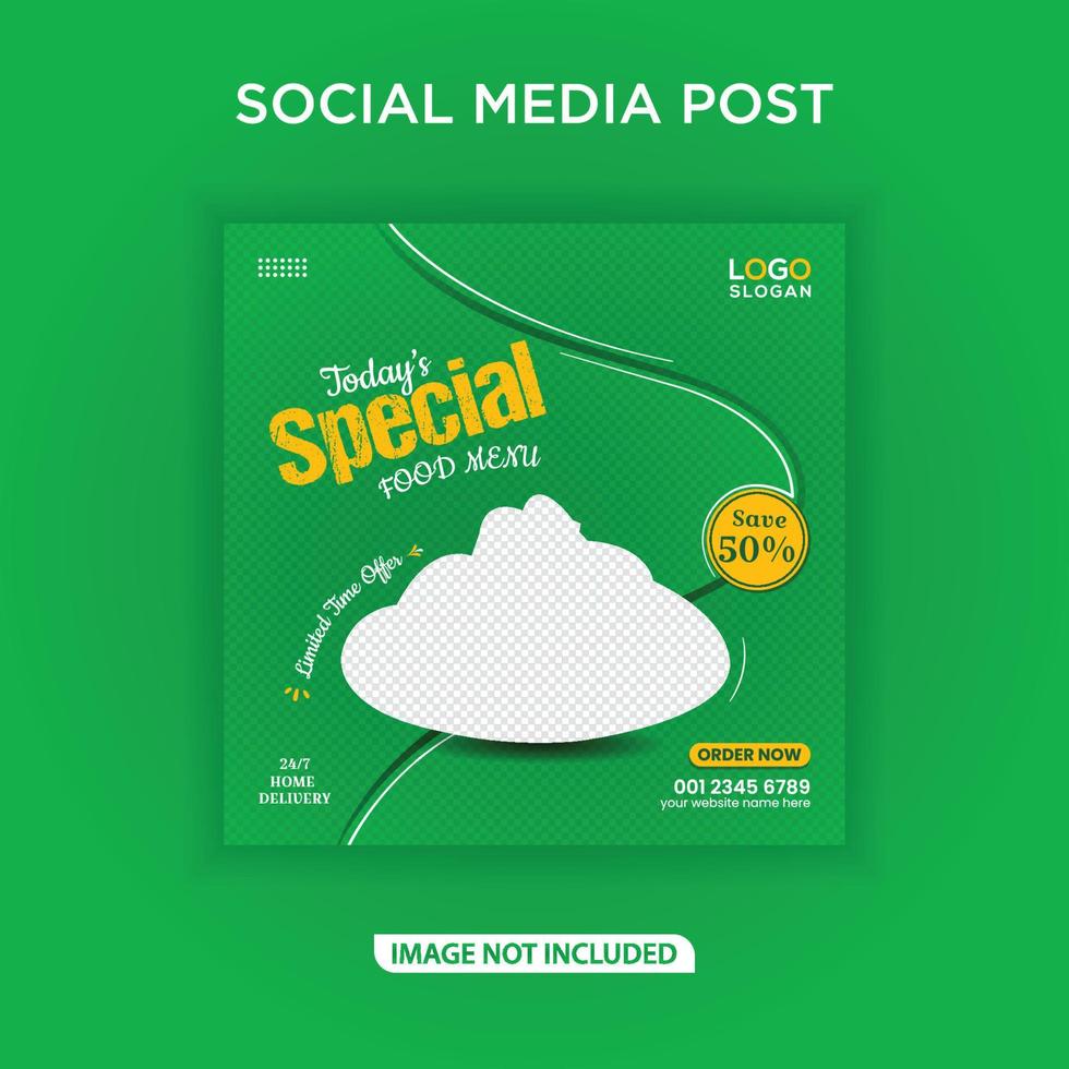 Today's special food menu banner social media post vector