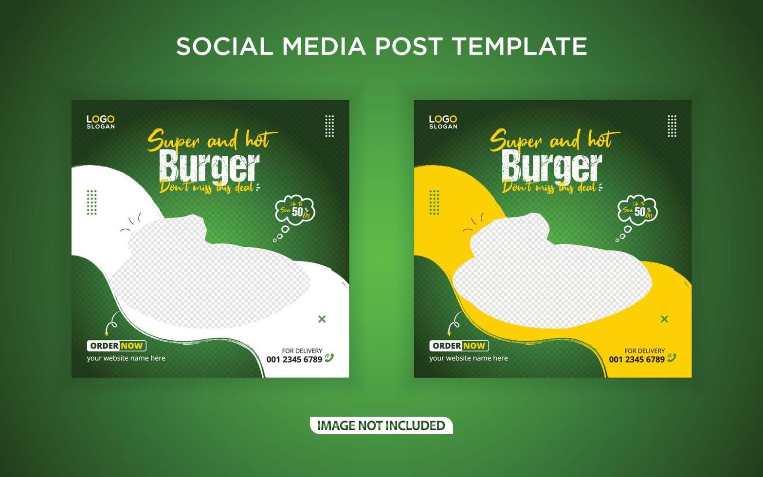 Super delicious burger social media banner vector