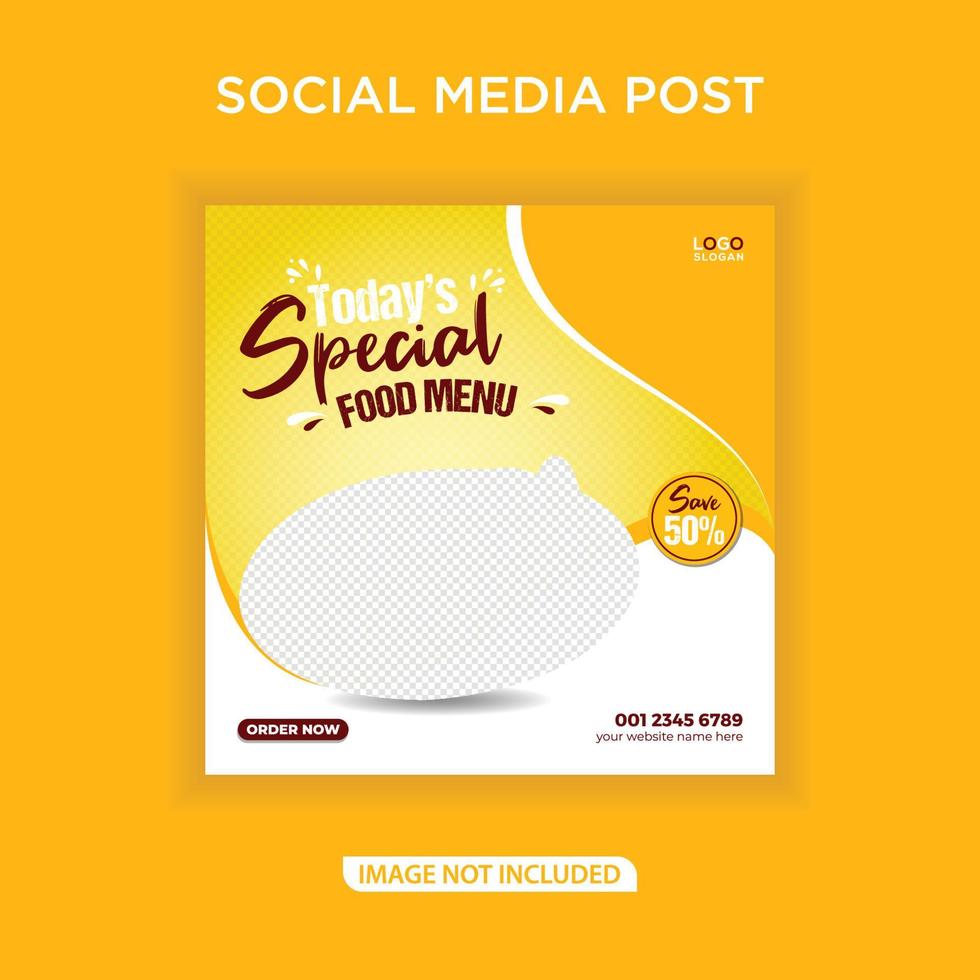 Today's special food menu banner post vector
