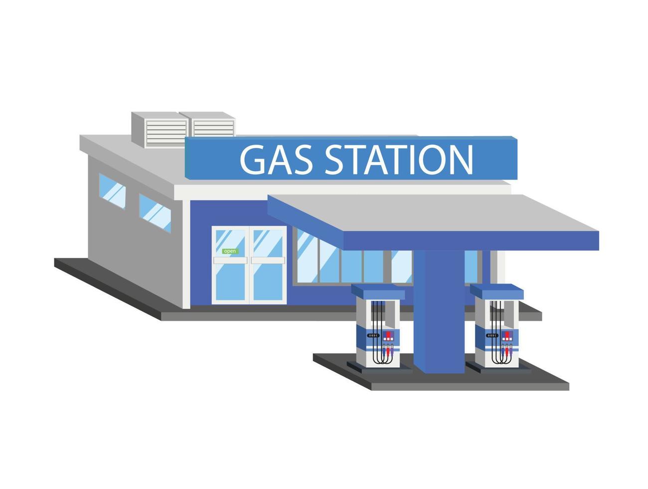 Gas station building  flat decorative icons isolated vector illustration
