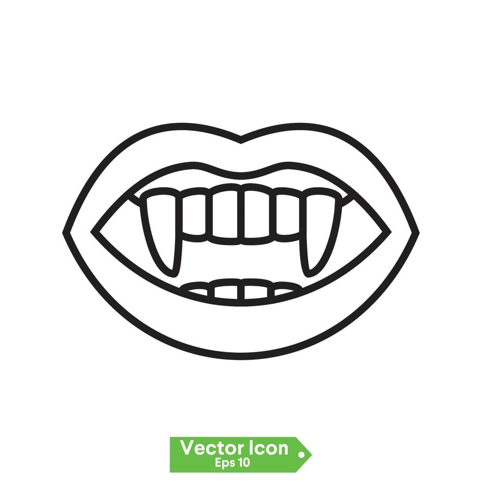 Vampire teeth and lips for Halloween. Vector cartoon set isolated on a white background.