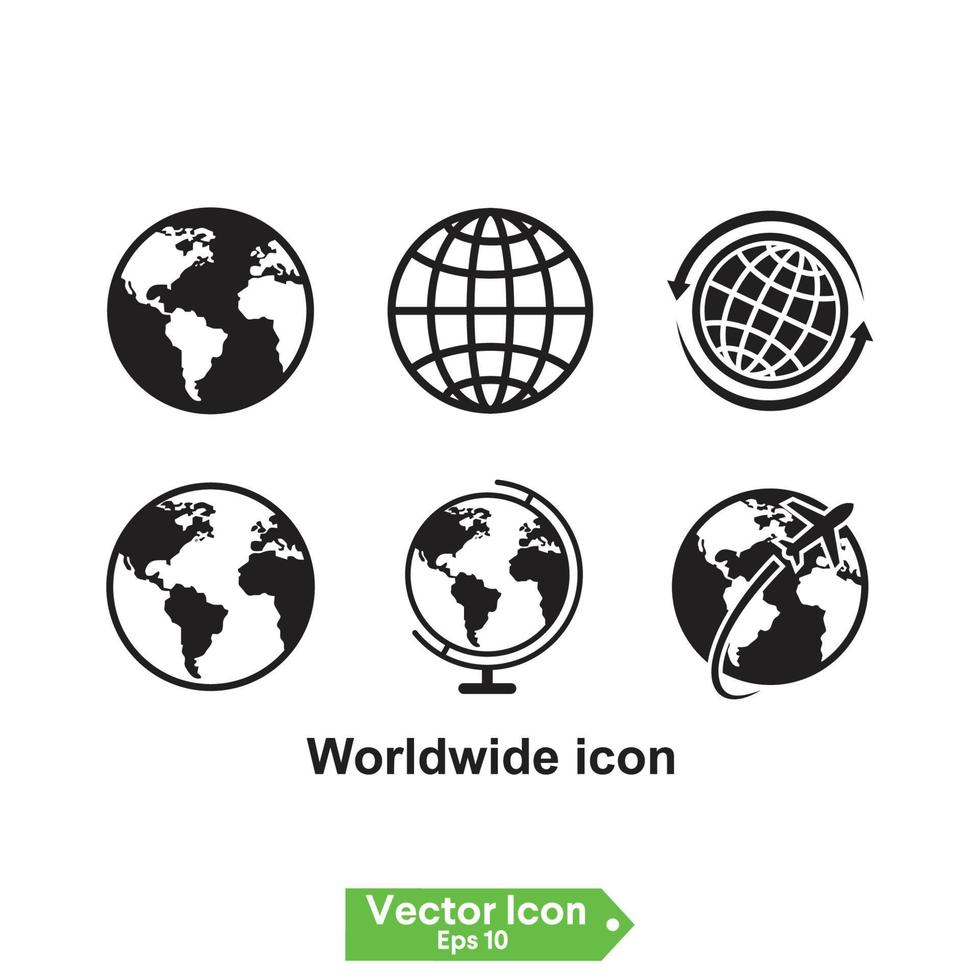 icono de globo del conjunto de imágenes web vector