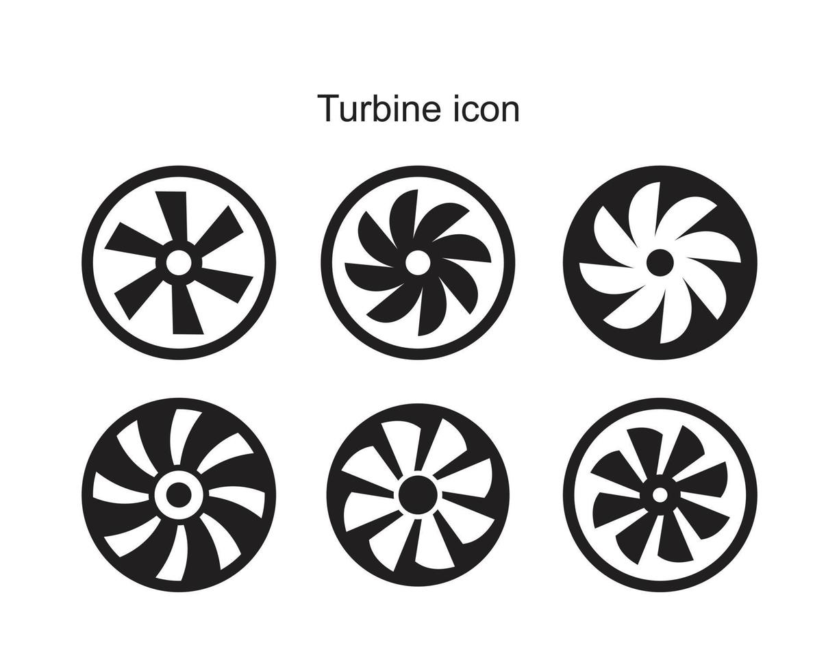 Ilustración de vector plano de símbolo de icono de turbina para diseño gráfico y web.