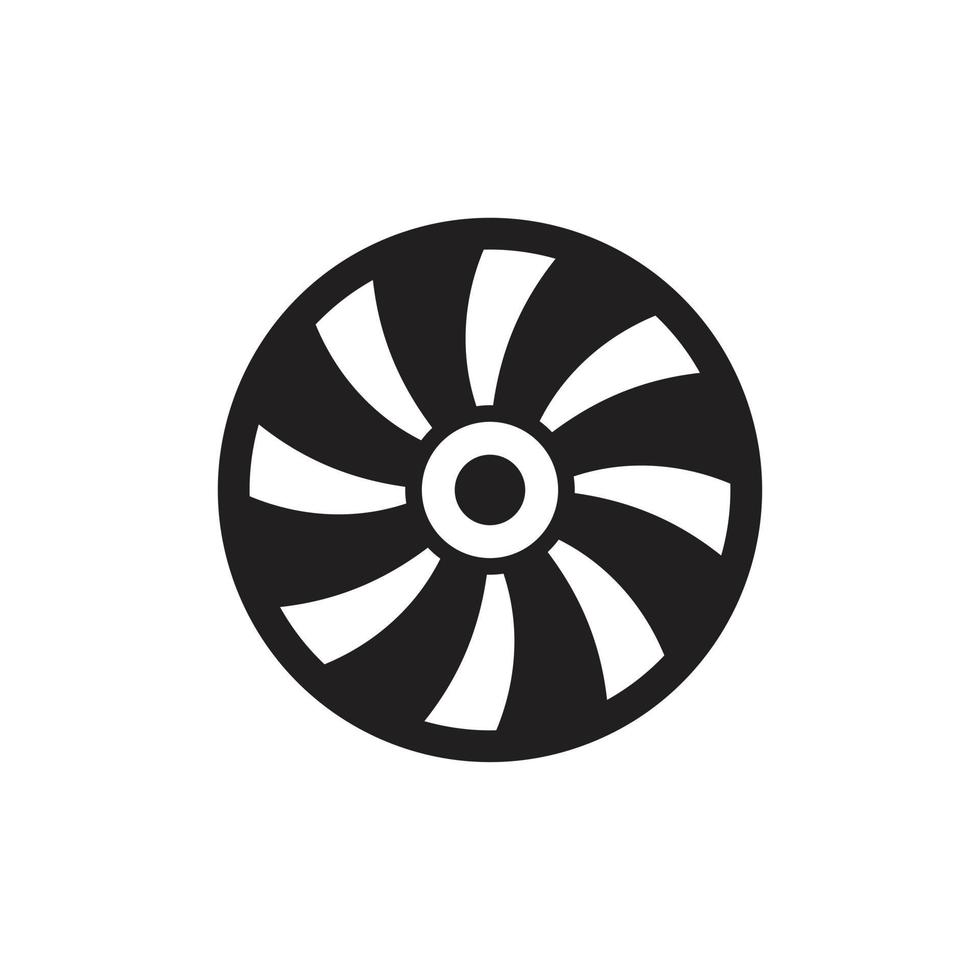 Ilustración de vector plano de símbolo de icono de turbina para diseño gráfico y web.
