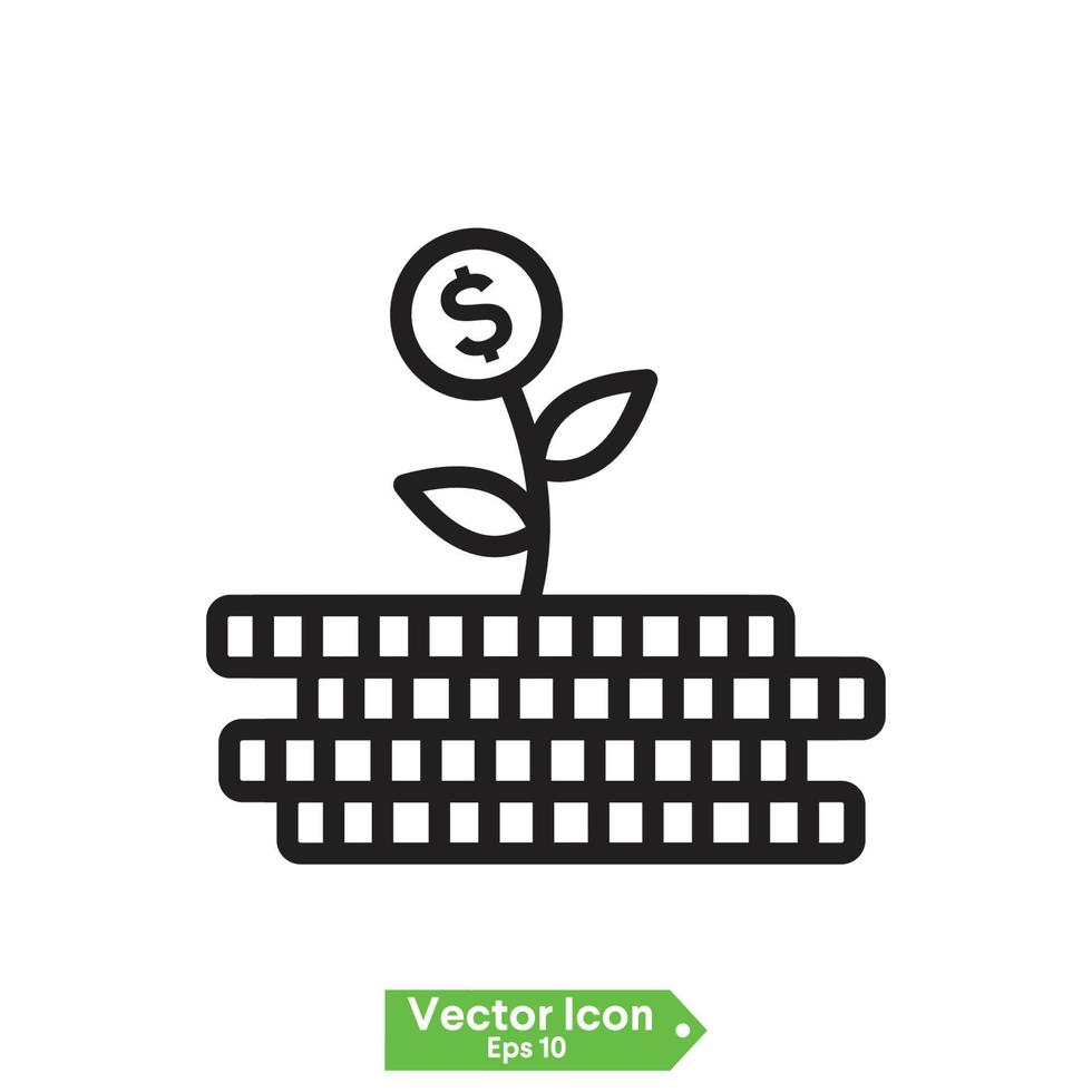 Business Growth Start Up Investment Graph. Flat Vector Icon Set.