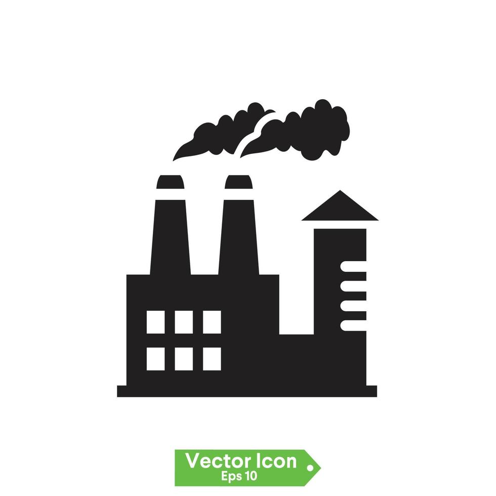 Industrial Factory Icons - Vector Set. Plant building illustration. Design elements.