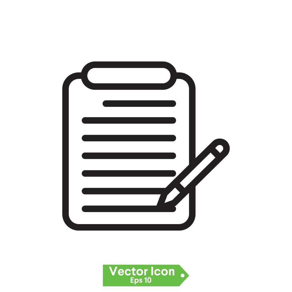 icono de la línea del portapapeles. símbolo de signo de lista de verificación para el diseño de sitios web y aplicaciones. vector