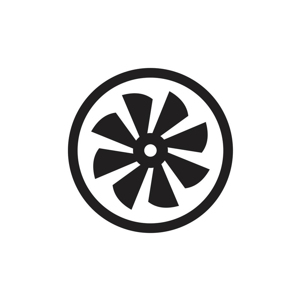 Ilustración de vector plano de símbolo de icono de turbina para diseño gráfico y web.