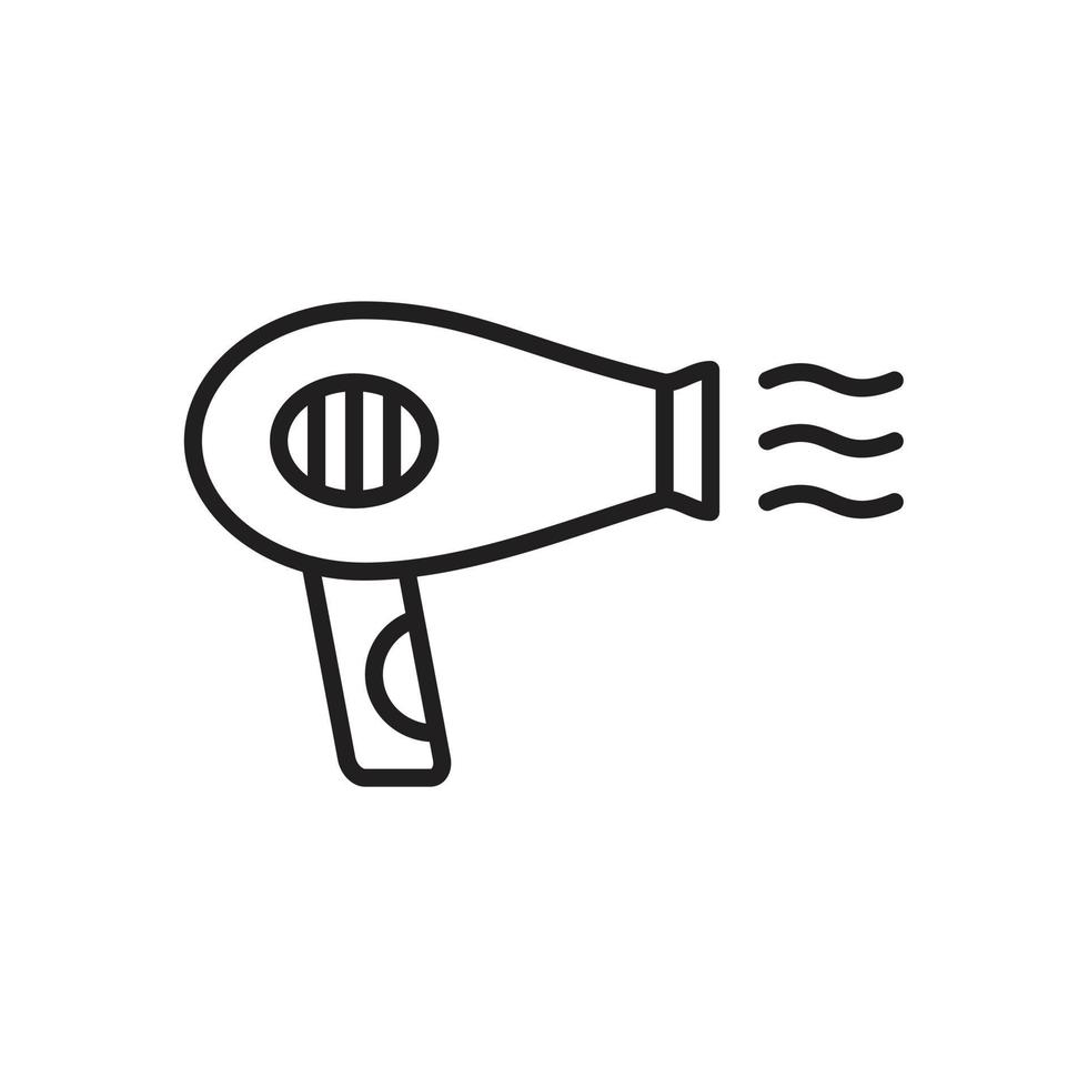 Ilustración de vector plano de símbolo de icono de secador de pelo para diseño gráfico y web.