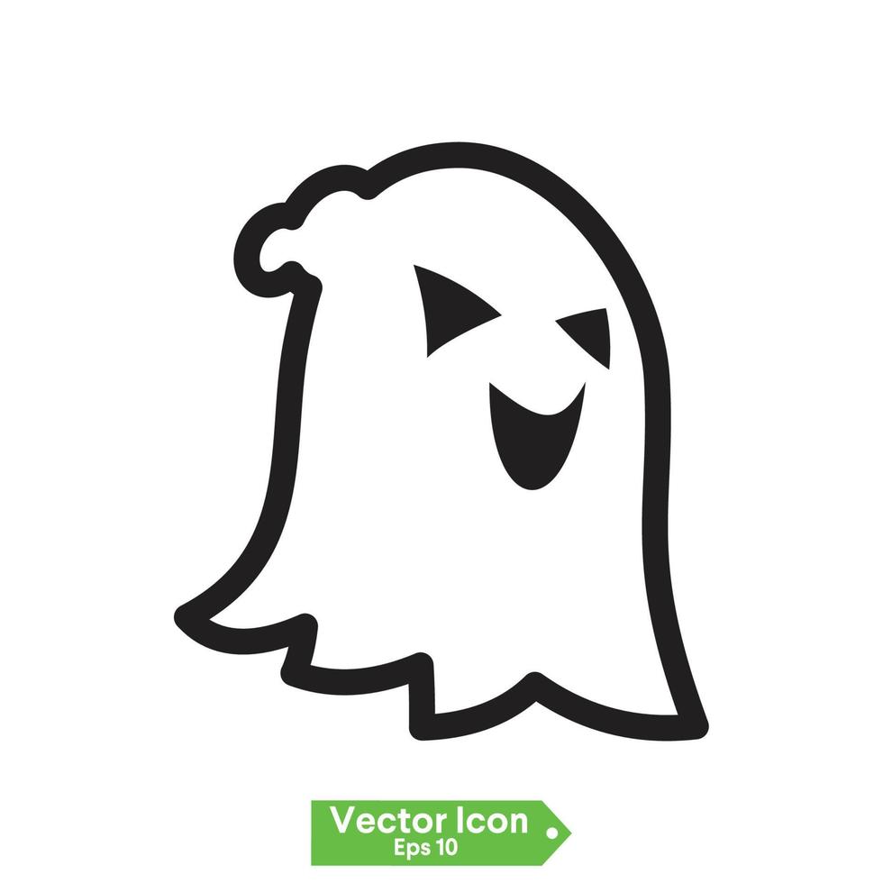 Isolated ghost icon on a White Background. Ghost vector icon, Emotion Variation. Simple flat style design elements. Creepy horror images.