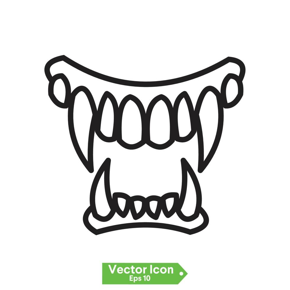 Vampire teeth and lips for Halloween. Vector cartoon set isolated on a white background.