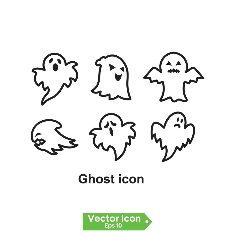 icono fantasma aislado sobre un fondo blanco. icono de vector fantasma, variación de emoción. elementos de diseño de estilo plano simple. espeluznantes imágenes de terror.