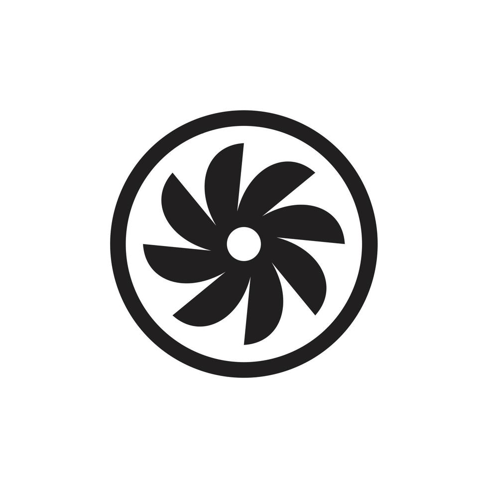 Ilustración de vector plano de símbolo de icono de turbina para diseño gráfico y web.