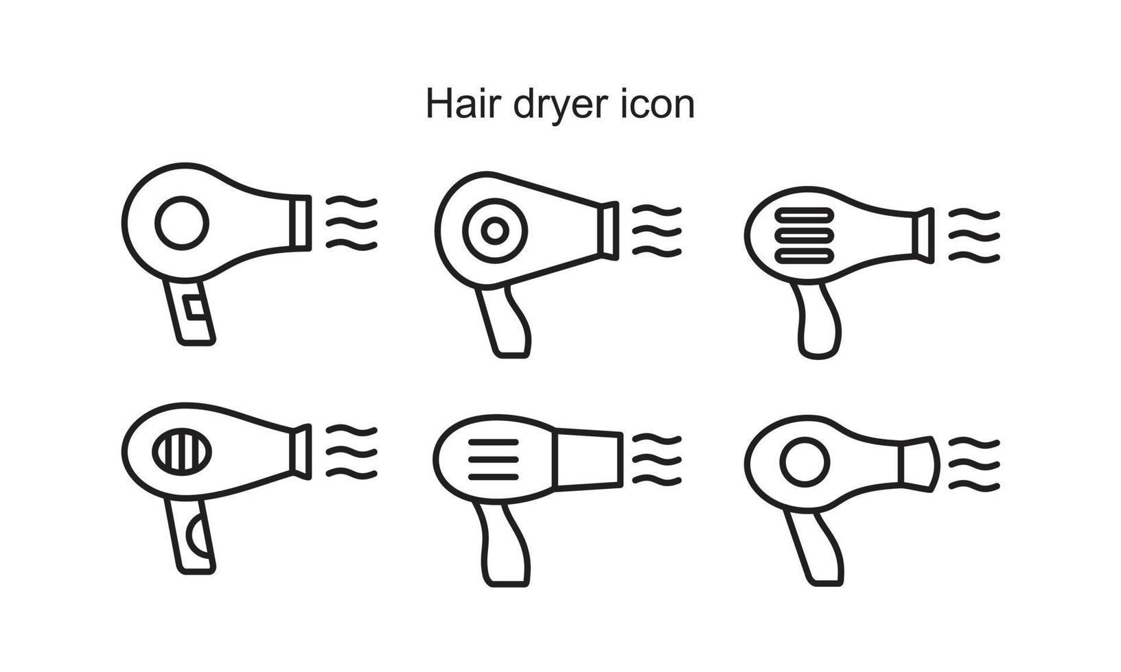 Ilustración de vector plano de símbolo de icono de secador de pelo para diseño gráfico y web.