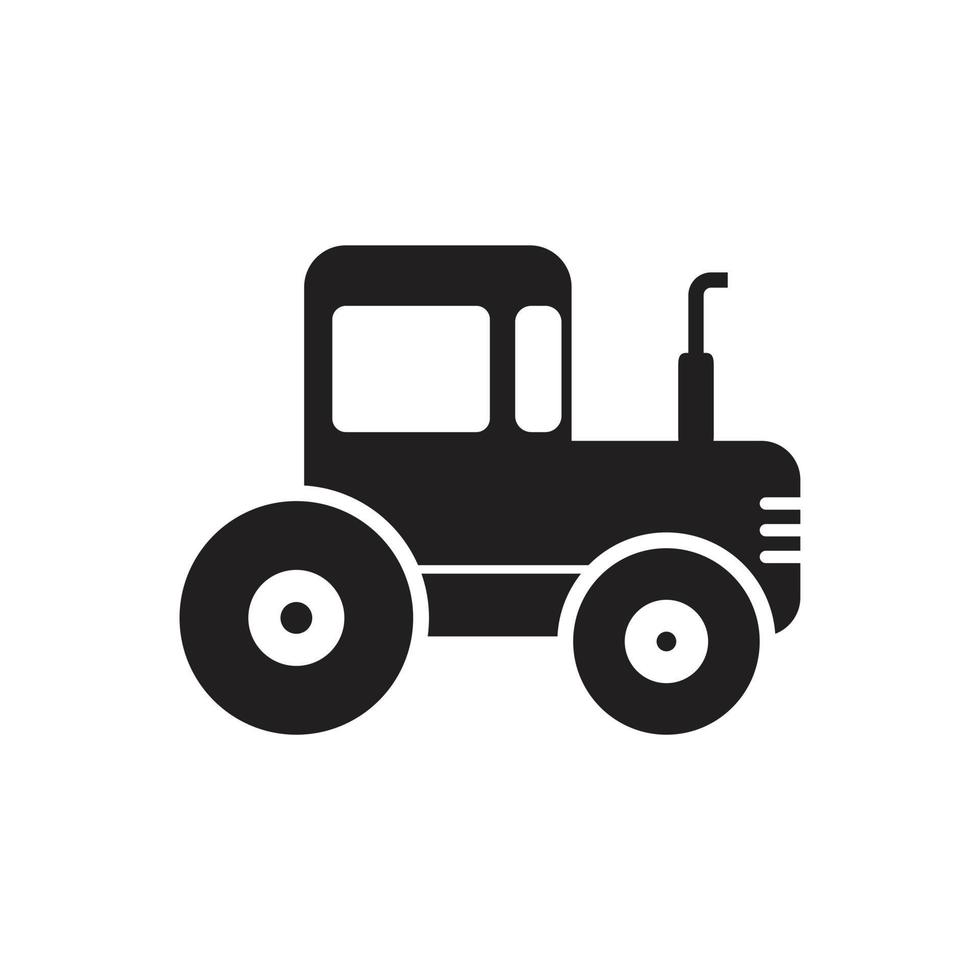 Ilustración de vector plano de símbolo de icono de tractor para diseño gráfico y web.