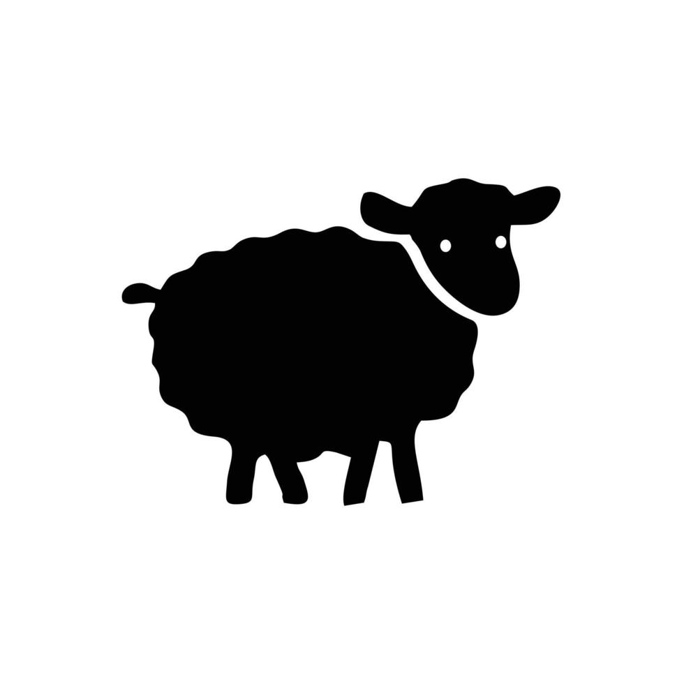 ilustración de vector plano de símbolo de icono negro de oveja para diseño gráfico y web.