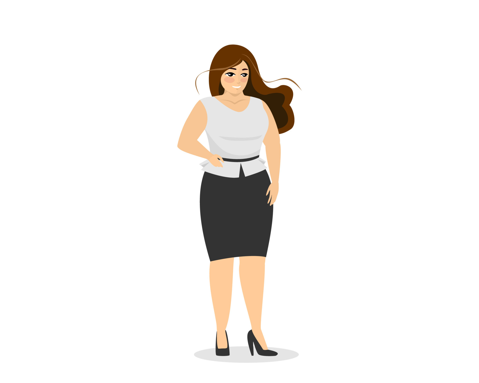 Attractive chubby businesswoman standing in elegant office clothes. Happy  business woman overweight plus size body. Curvy fat adult girl.  Bodypositive successful female. Vector isolated illustration 6605331 Vector  Art at Vecteezy