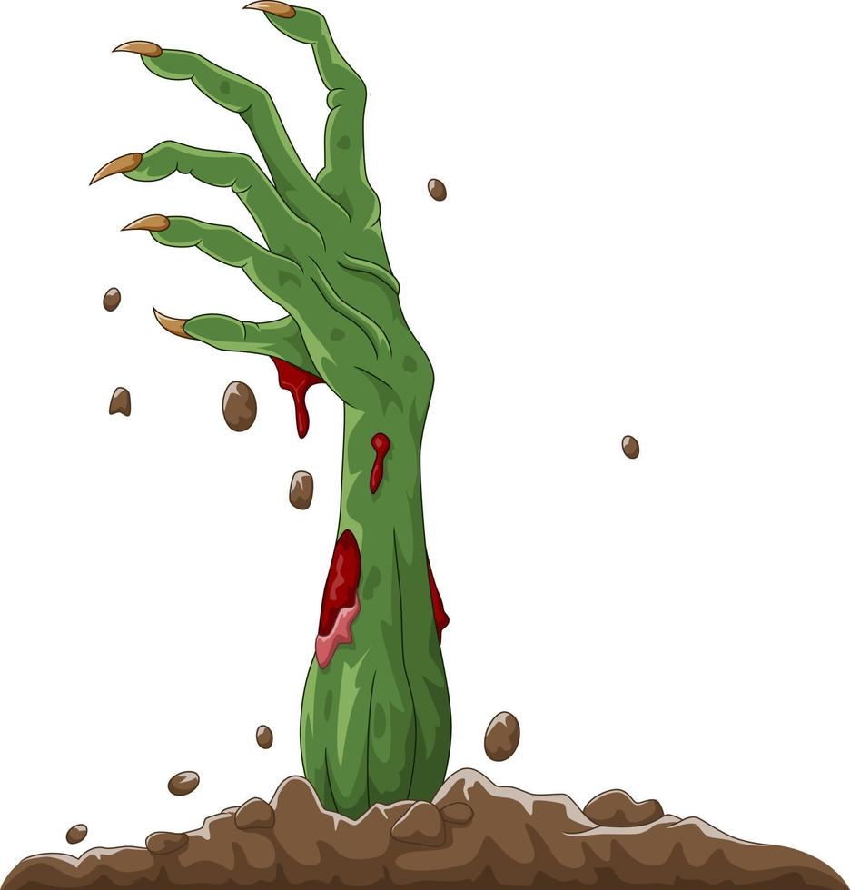 Cartoon halloween zombie hand out of the ground vector