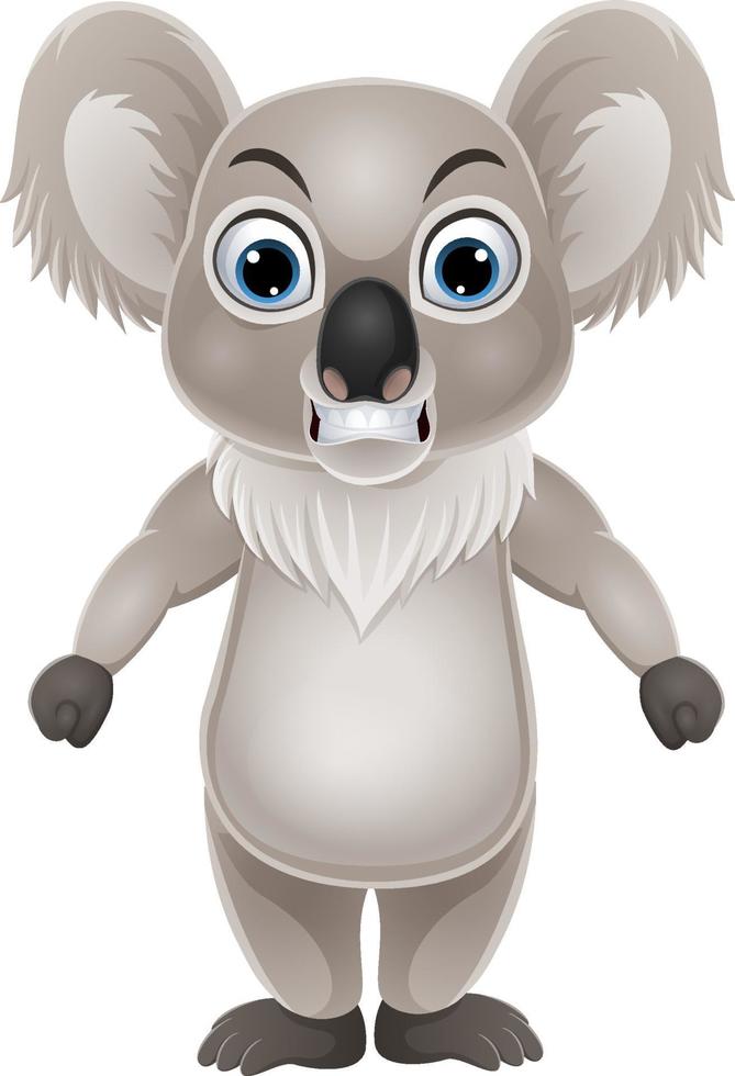 koala de dibujos animados de pie con expresión enojada vector