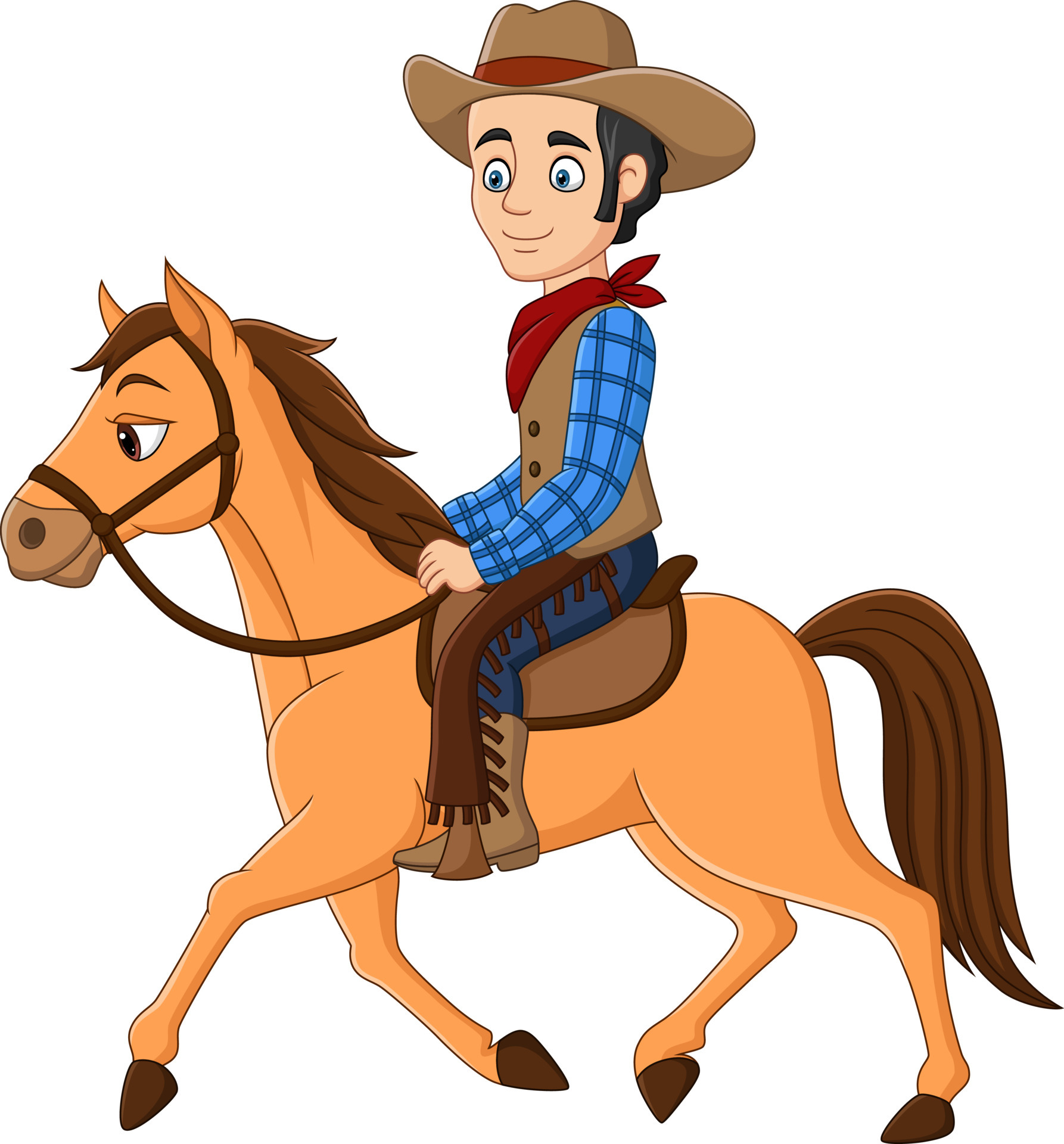 Cartoon cowboy riding on a horse 6605377 Vector Art at Vecteezy