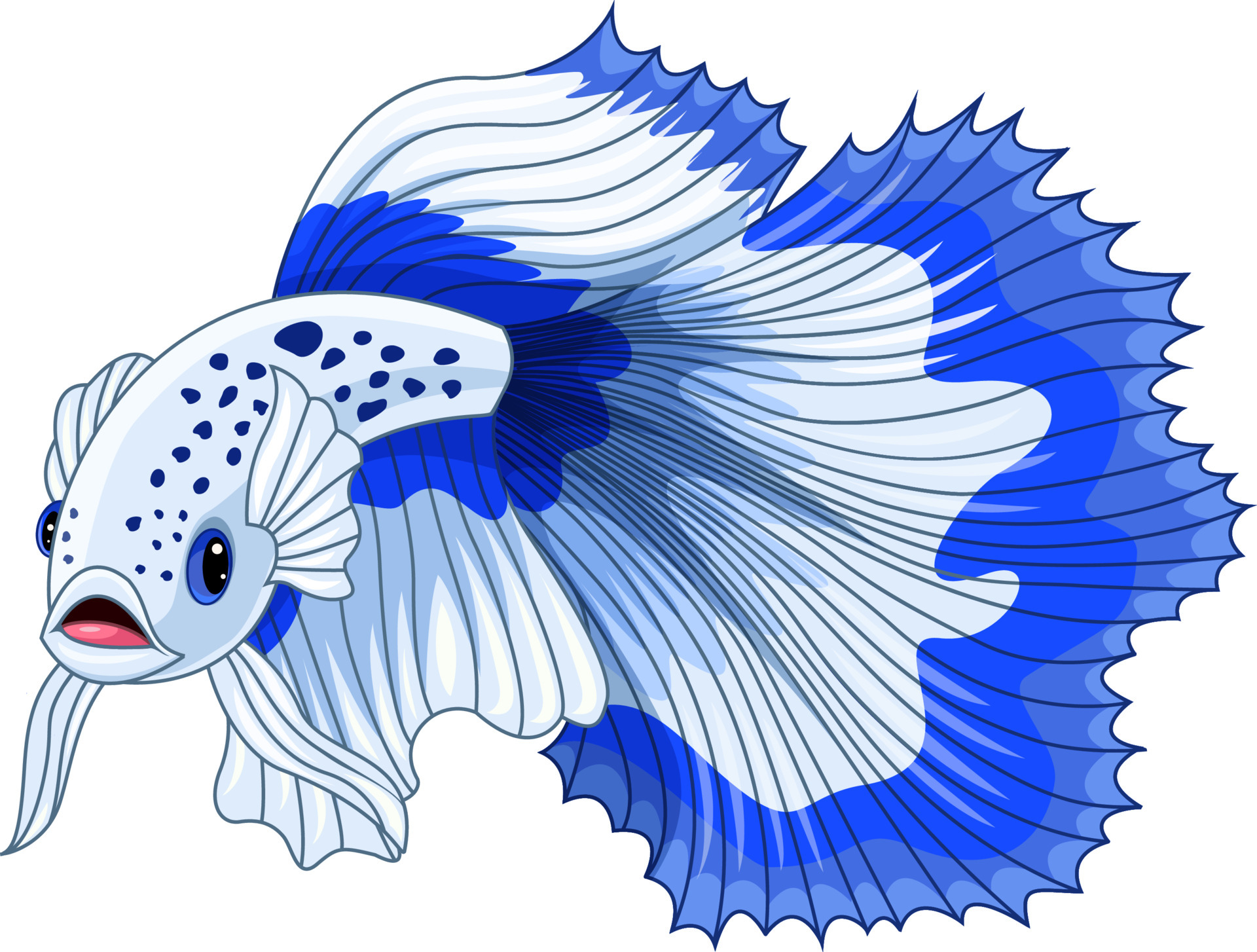 Cartoon blue and white siamese fighting fish 6605414 Vector Art at Vecteezy