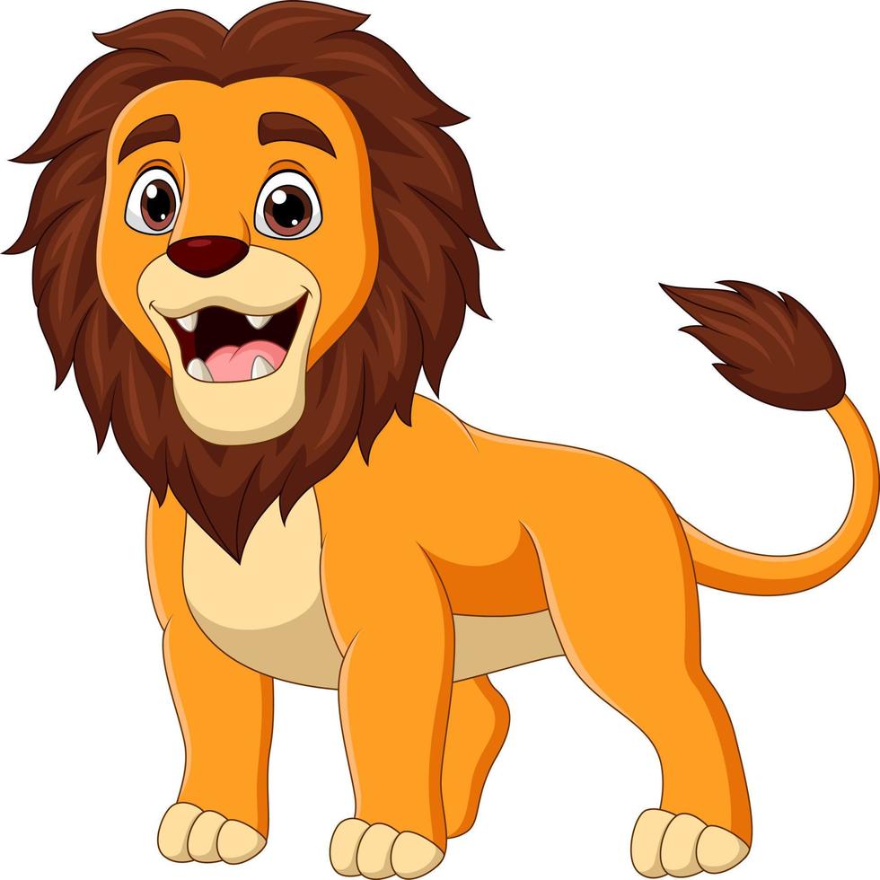 Cartoon happy lion isolated on white background vector