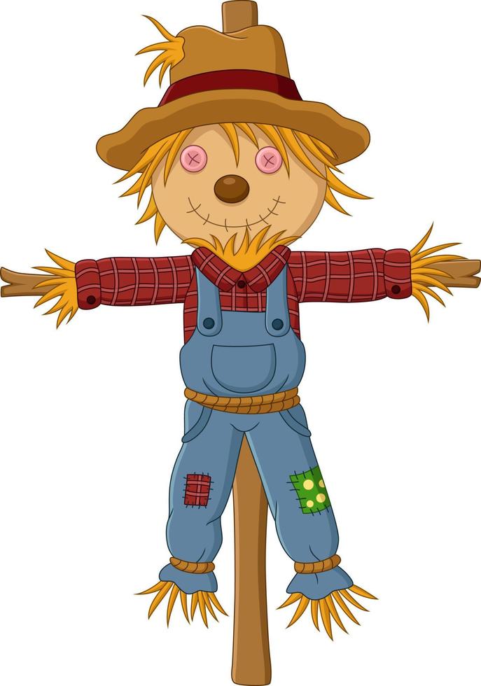 Cartoon Scarecrow isolated on white background vector