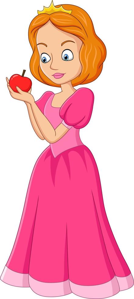 Cartoon cinderella holding red apple vector