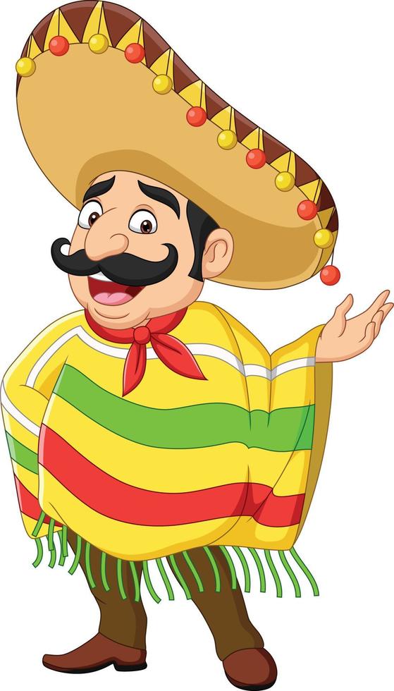 Cartoon funny mexican man presenting vector