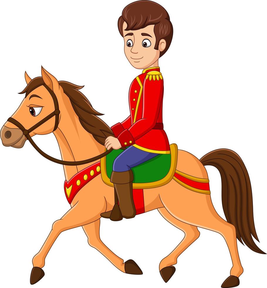 Cartoon prince riding on a horse vector